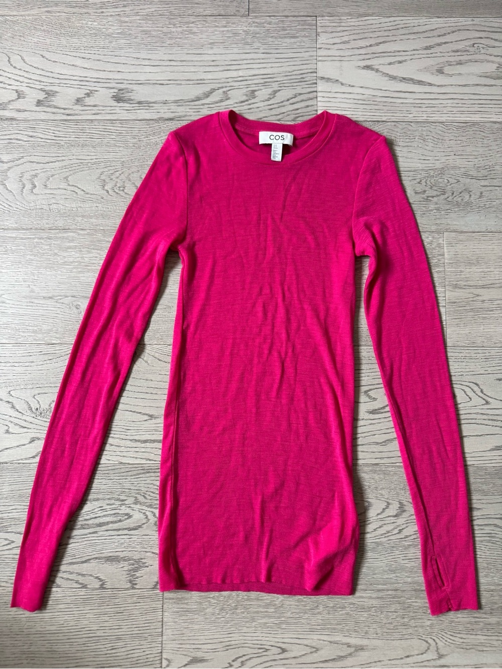 COS Fuchsia Slim Long-Sleeve Crewneck Top